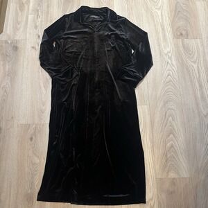 Ralph Lauren Womens Long Velvet Zipper Robe Sz M Velour Leisure Sleep House Coat